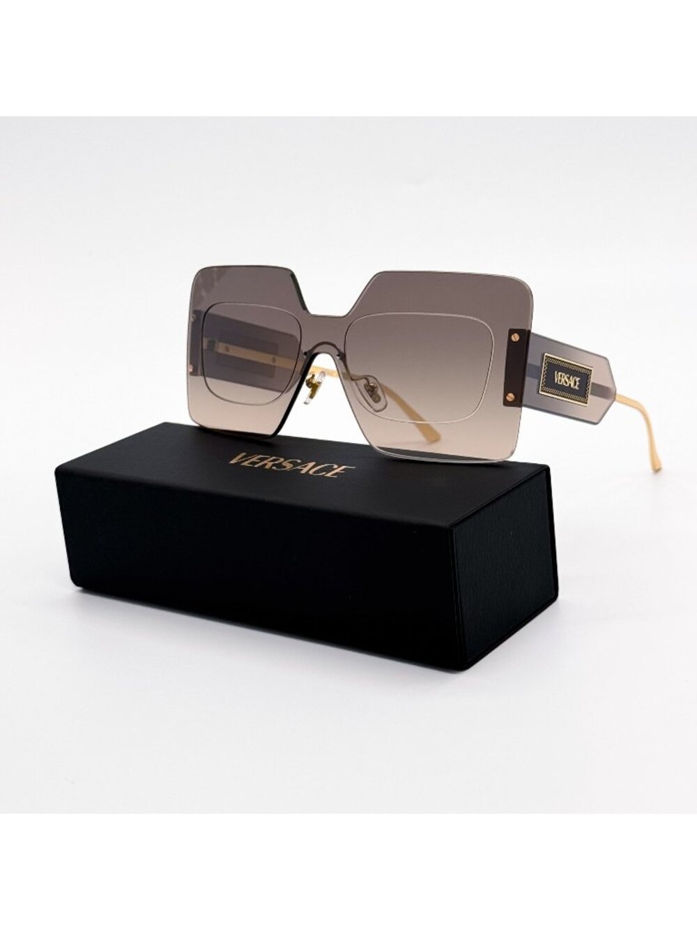 New Versace VE2277 1002/6I Brown Gold Women Square Sunglasses